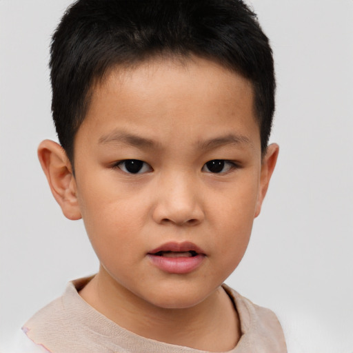 Neutral white child male with short  brown hair and brown eyes