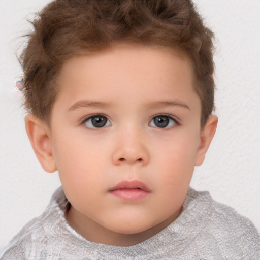 Neutral white child female with short  brown hair and brown eyes