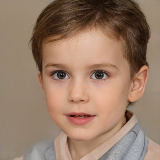 Neutral white child female with short  brown hair and brown eyes