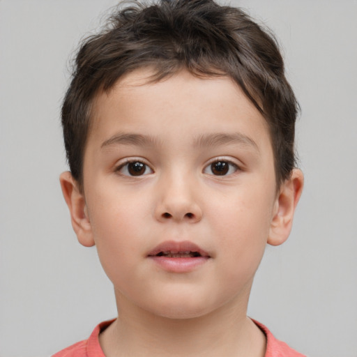 Neutral white child male with short  brown hair and brown eyes