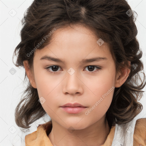 Neutral white child female with medium  brown hair and brown eyes