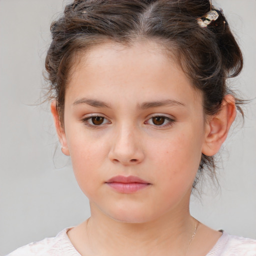 Neutral white child female with medium  brown hair and brown eyes