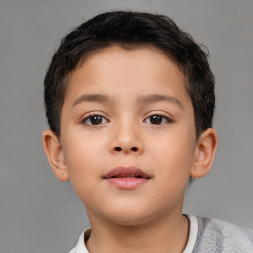 Neutral white child male with short  brown hair and brown eyes