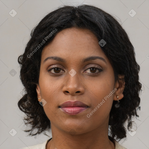 Neutral asian young-adult female with medium  brown hair and brown eyes