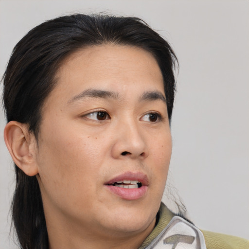 Neutral asian young-adult male with medium  black hair and brown eyes