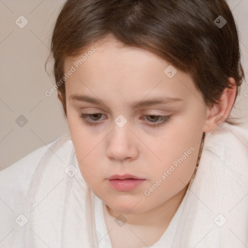 Neutral white child female with medium  brown hair and brown eyes