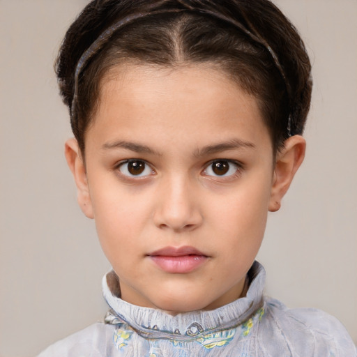 Neutral white child female with short  brown hair and brown eyes