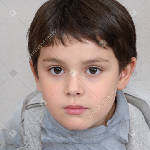 Neutral white child female with short  brown hair and brown eyes