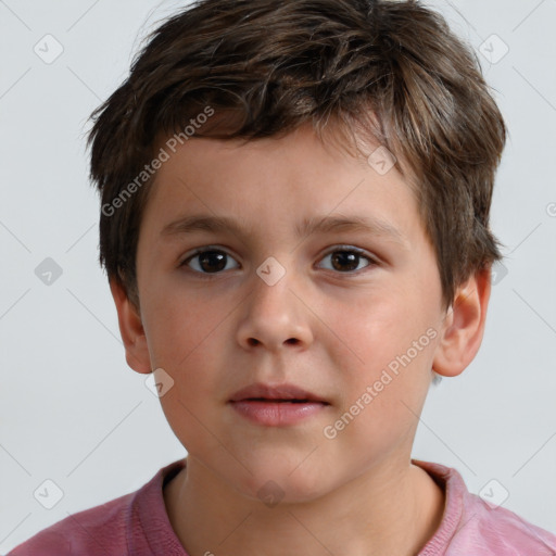 Neutral white child male with short  brown hair and brown eyes