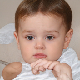 Neutral white child male with short  brown hair and brown eyes