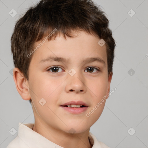 Neutral white child male with short  brown hair and brown eyes