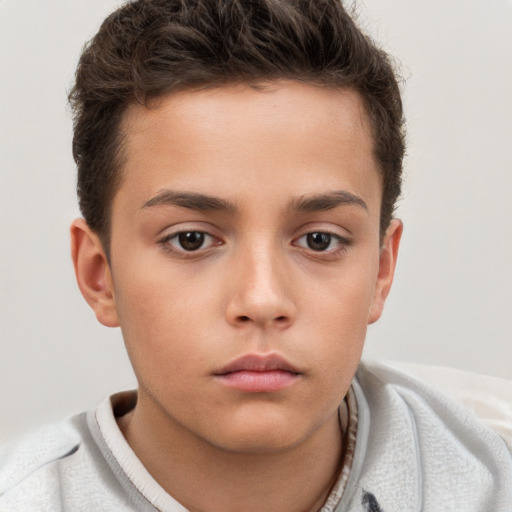 Neutral white child male with short  brown hair and brown eyes