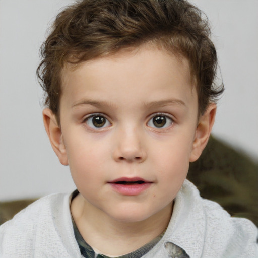 Neutral white child male with short  brown hair and brown eyes