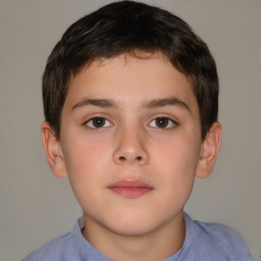 Neutral white child male with short  brown hair and brown eyes