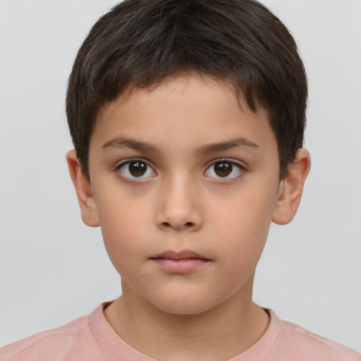 Neutral white child male with short  brown hair and brown eyes