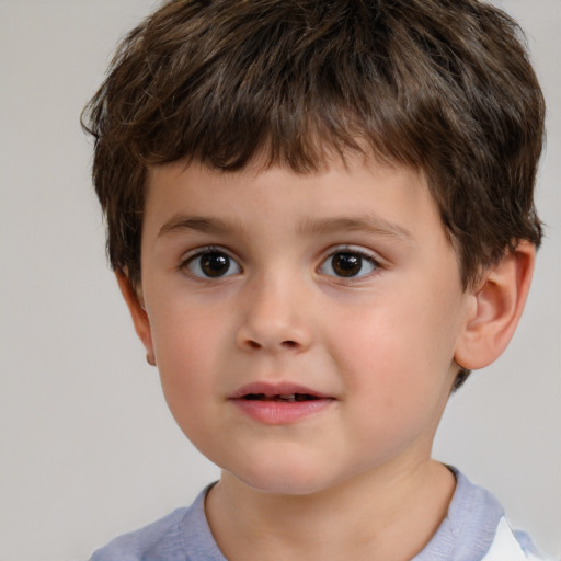 Neutral white child male with short  brown hair and brown eyes