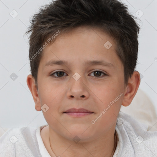 Neutral white child male with short  brown hair and brown eyes