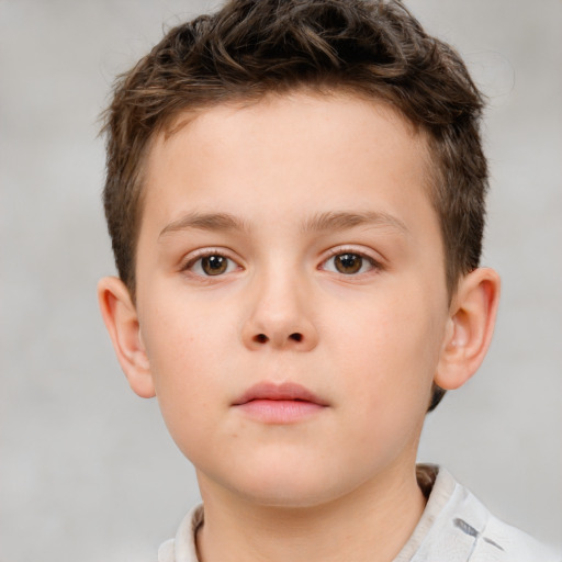 Neutral white child male with short  brown hair and brown eyes