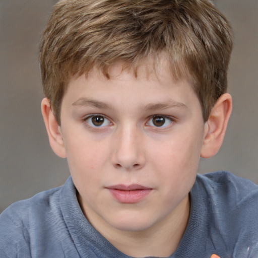 Neutral white child male with short  brown hair and brown eyes