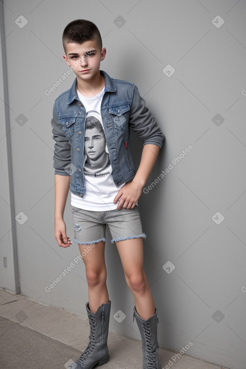 Macedonian teenager boy with  gray hair