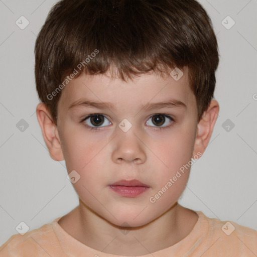 Neutral white child male with short  brown hair and brown eyes