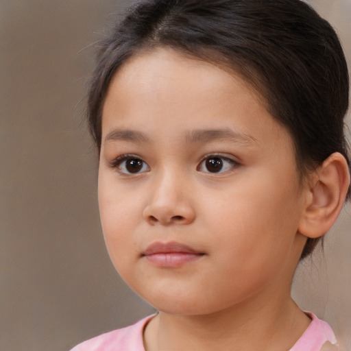 Neutral white child female with medium  brown hair and brown eyes