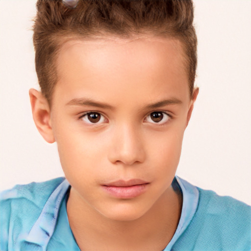 Neutral white child male with short  brown hair and brown eyes