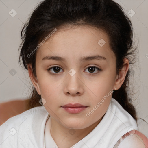 Neutral white child female with medium  brown hair and brown eyes