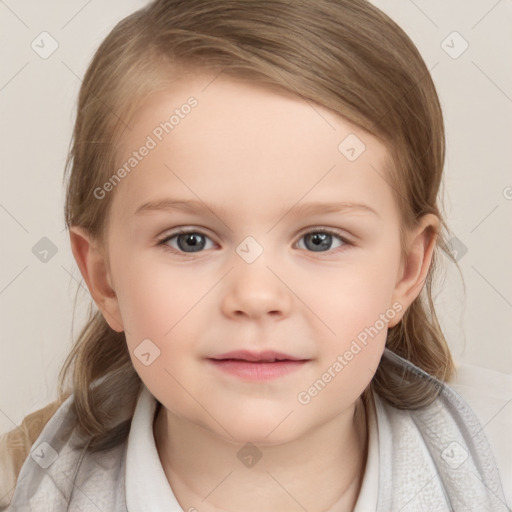 Neutral white child female with medium  brown hair and brown eyes