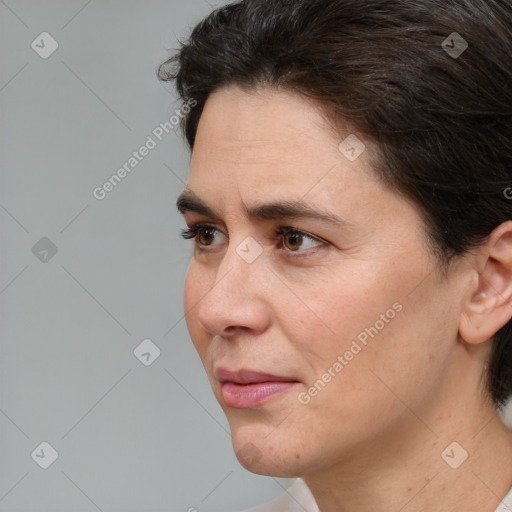 Neutral white adult male with short  brown hair and brown eyes