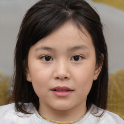 Neutral white child female with medium  brown hair and brown eyes