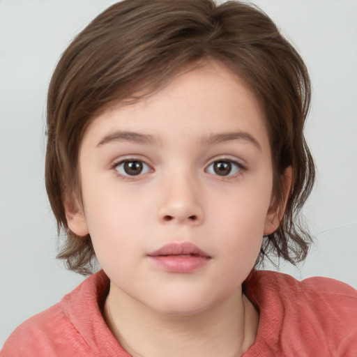 Neutral white child female with medium  brown hair and brown eyes