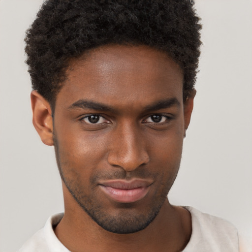 Neutral black young-adult male with short  brown hair and brown eyes