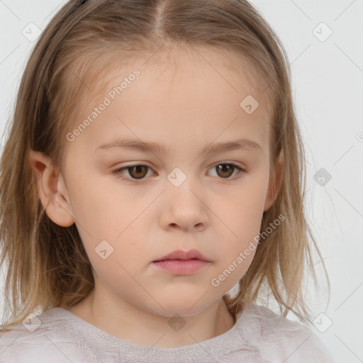 Neutral white child female with medium  brown hair and brown eyes