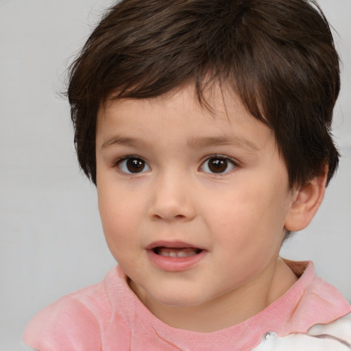 Neutral white child female with short  brown hair and brown eyes