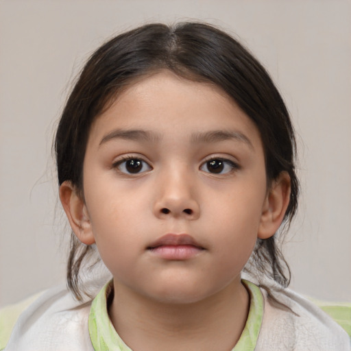 Neutral asian child female with medium  brown hair and brown eyes