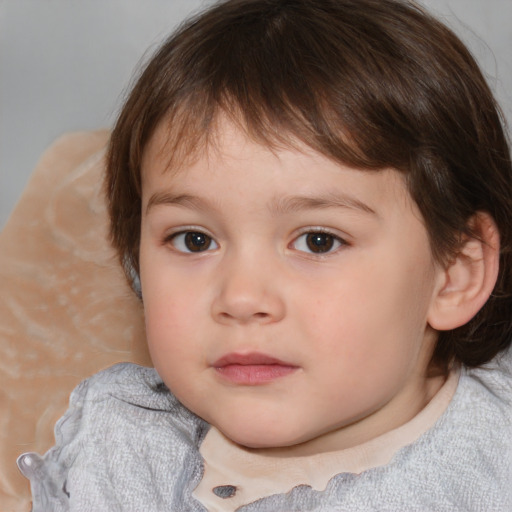 Neutral white child male with medium  brown hair and brown eyes