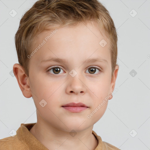 Neutral white child male with short  brown hair and brown eyes