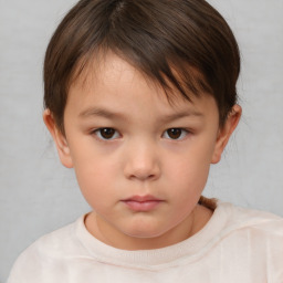 Neutral white child female with short  brown hair and brown eyes