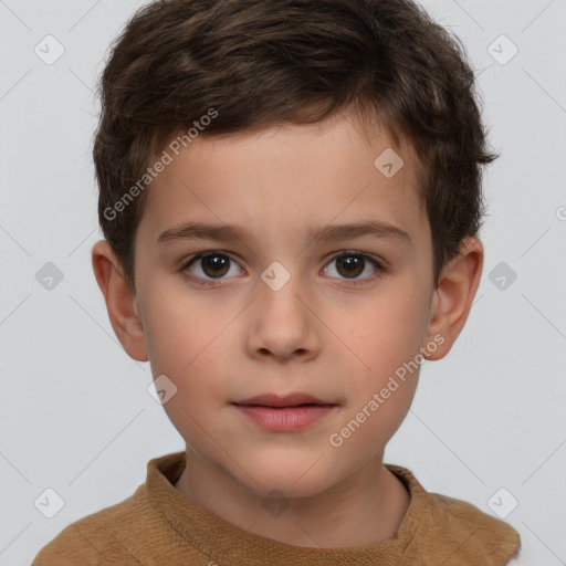 Neutral white child male with short  brown hair and brown eyes