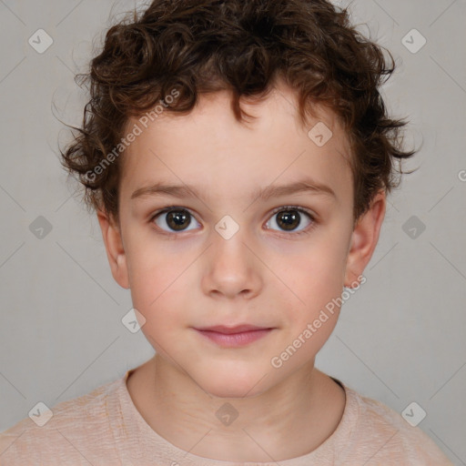 Neutral white child male with short  brown hair and brown eyes