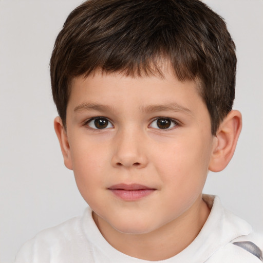 Neutral white child male with short  brown hair and brown eyes