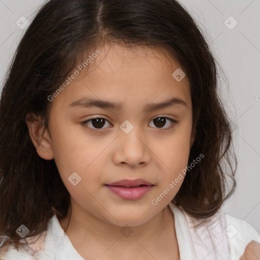 Neutral white child female with medium  brown hair and brown eyes