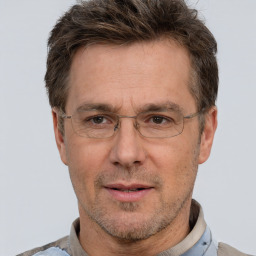 Neutral white adult male with short  brown hair and brown eyes