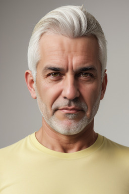 Middle-aged male with  white hair