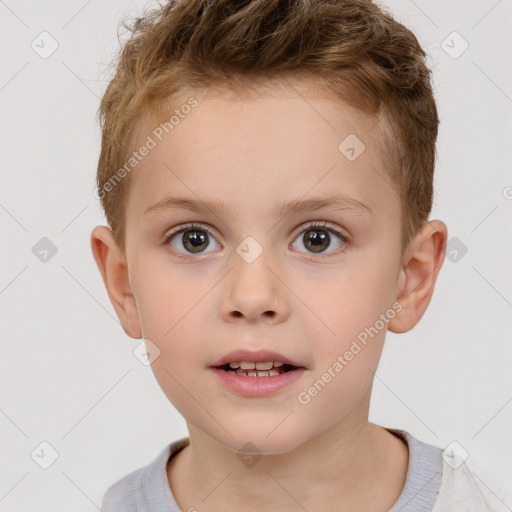 Neutral white child male with short  brown hair and brown eyes