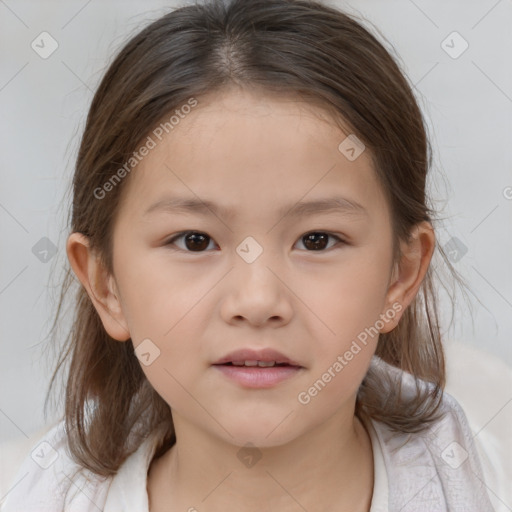 Neutral white child female with medium  brown hair and brown eyes