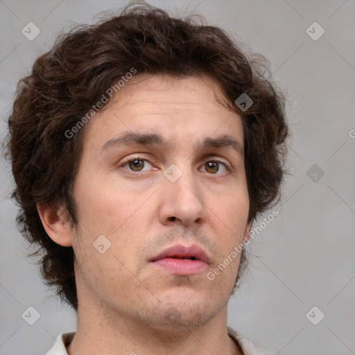 Neutral white adult male with short  brown hair and brown eyes