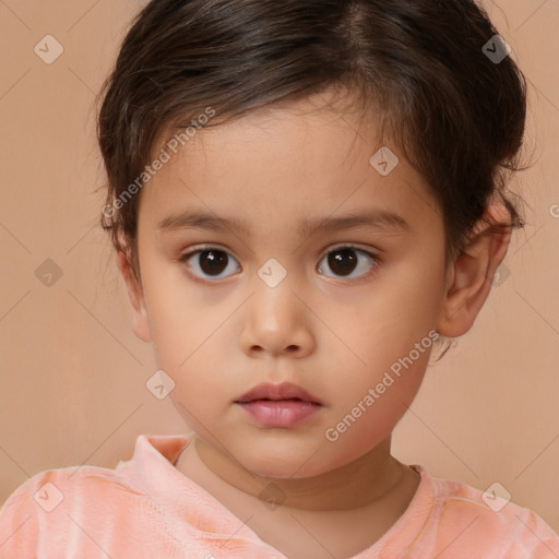 Neutral white child female with medium  brown hair and brown eyes