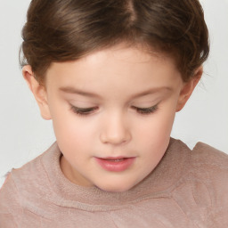 Neutral white child female with short  brown hair and brown eyes